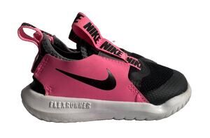 Nike Flex Runner Toddler Girls 6C Black Pink Slip On Sneakers AT4665-011